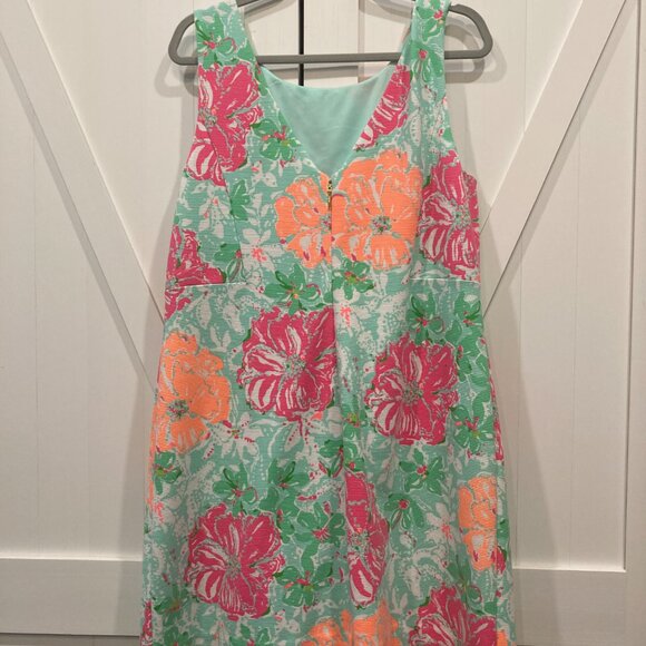 Lilly Pulitzer Eden Poolside Blue Beach Walk A Line Shift Dress Size XL - Picture 2 of 5